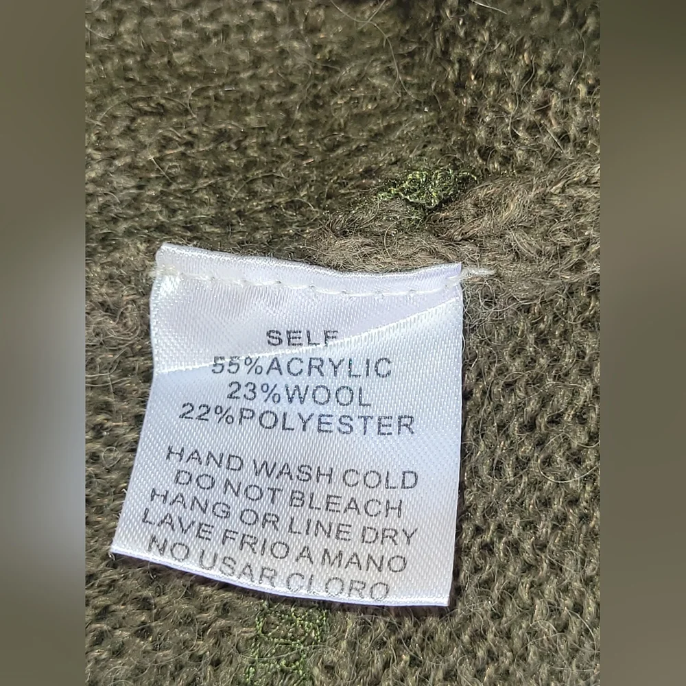 Olive Green EASEL Oversized Boho Hippy Sweater Size X-Large - Picture 6 of 6